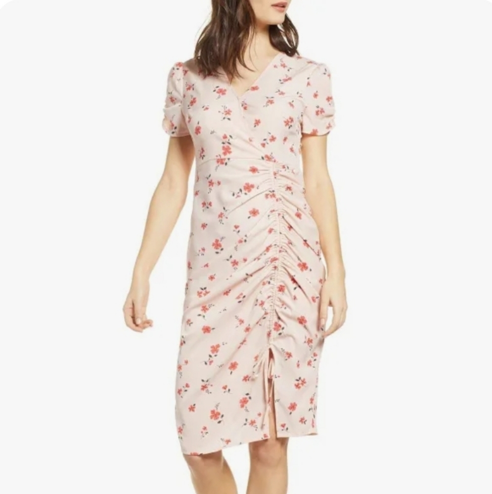 J.O.A.  Floral Cinched Midi Dress Size XS